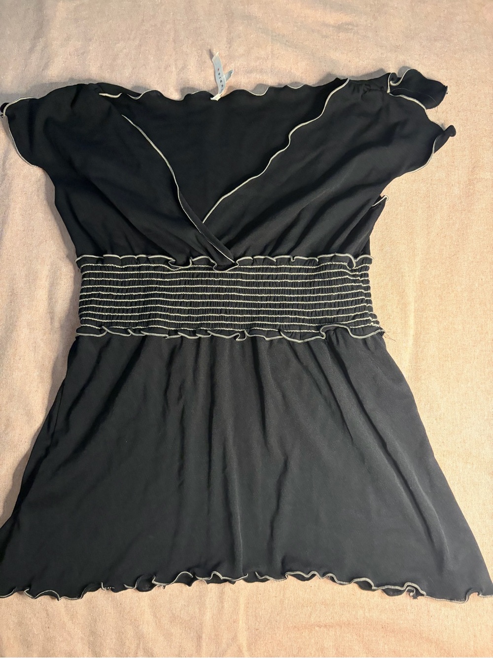 Studio M Black Midi Dress with Cream Contrast Trim Size L